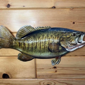 20&quot; Smallmouth Bass Replica - 2D Metal Smallmouth replica for cabin art, lake home art, other rustic wall decor