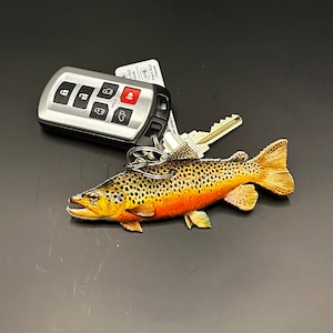 Browntrout Fish Keychain, Realistic Fish Keychain, Boat Keychain