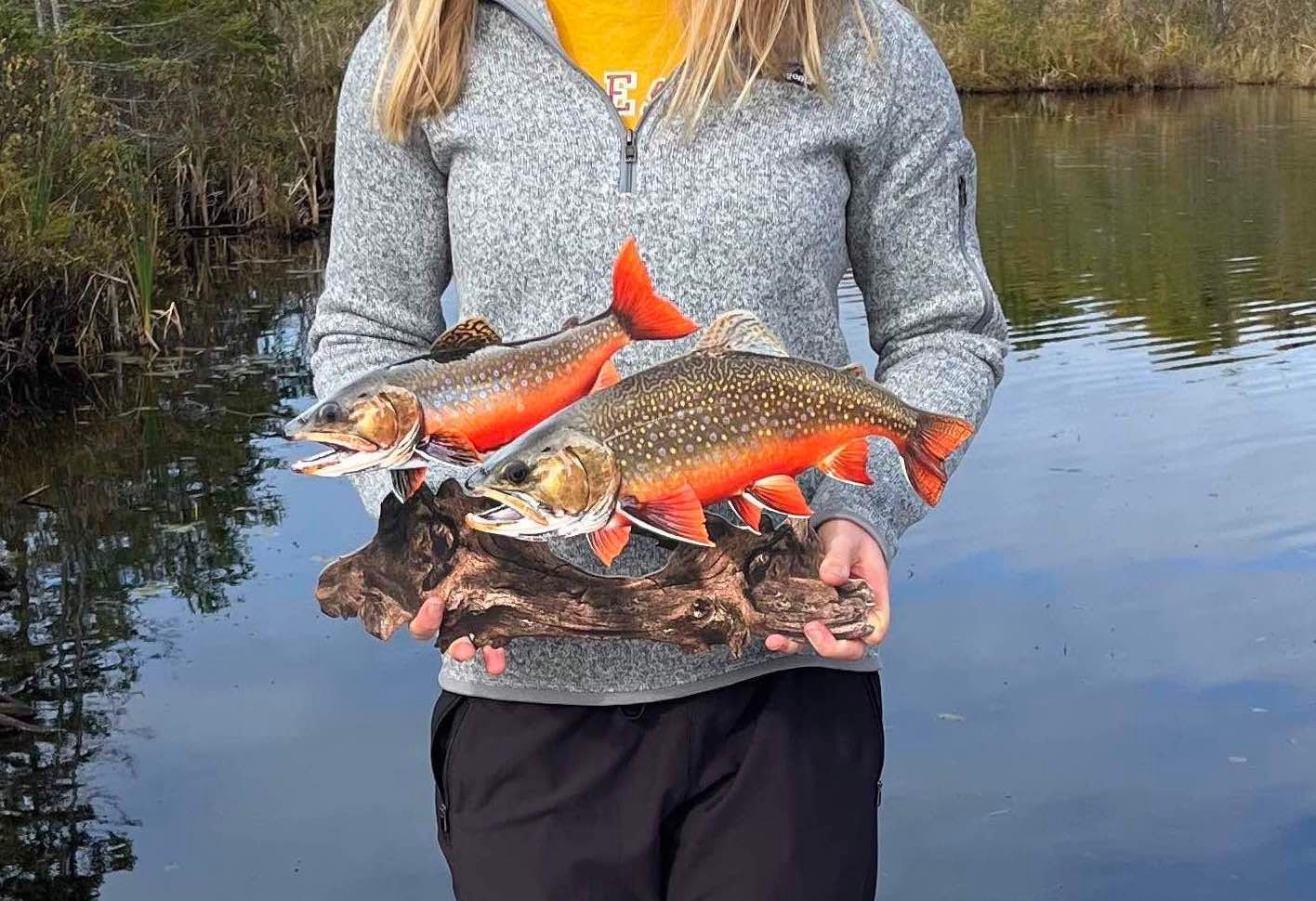 Brook Trout Replica Duo Wall Art -19 Inch Realistic 2D (flat