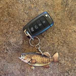 Smallmouth Bass Fish Keychain, Realistic Fish Keychain, Boat Keychains