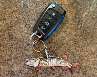 Tiger Musky Fish Keychain, Realistic Fish Keychain, Boat Keychain