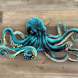 Octopus Wall Art, Realistic 30 Inch Metal Octopus Art, Nautical Decor, Beach House Decor, Ocean Wall Art