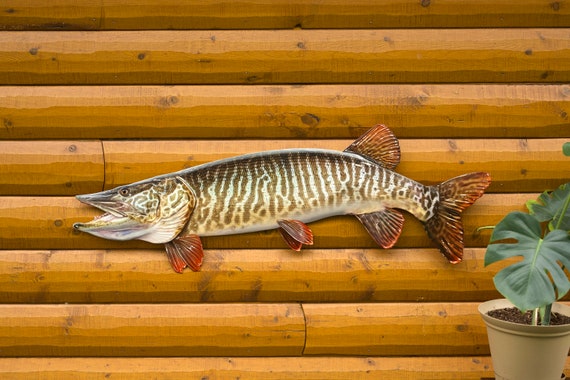 Tiger Musky Replica Wall Art 52 Inch Metal, Realistic Musky Rustic Decor  for Home, Lodge, Lake Home, and Cabin 