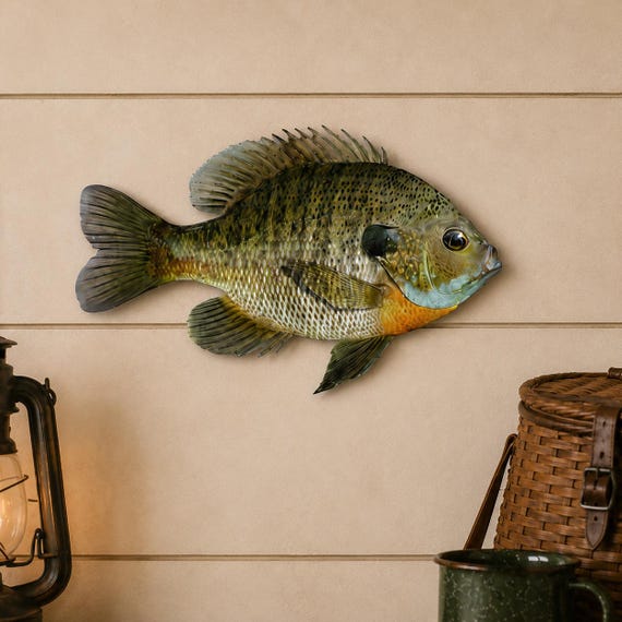 Bluegill Metal Wall Art | 10.5 Inch 2D Fish Replica | Fishing Cabin Decor | Angler Gift