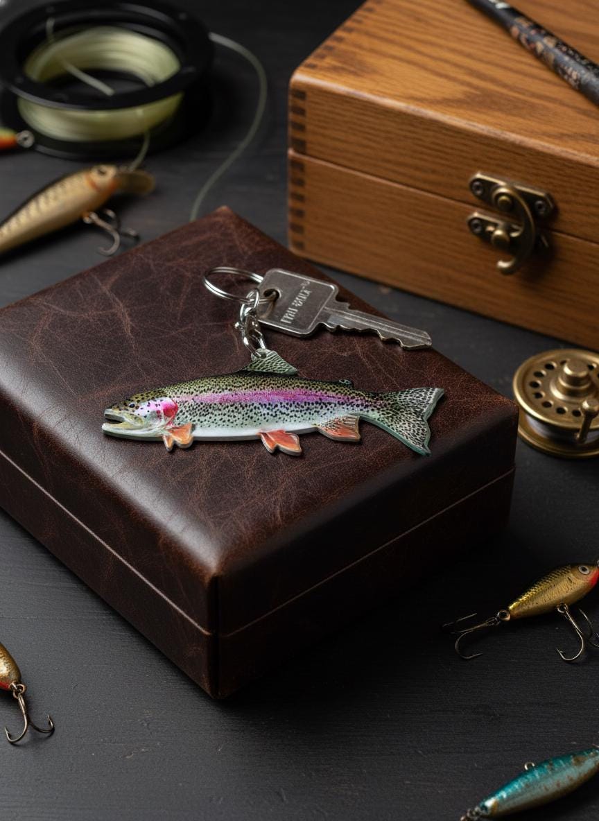 Porte-clés Pêche Truite Arc-en-ciel - Wingo Outdoors Longueur 6 Pouces