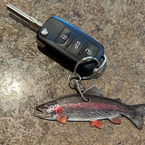 Rainbow Trout Fish Keychain, Realistic Fish Keychain, Boat Keychains