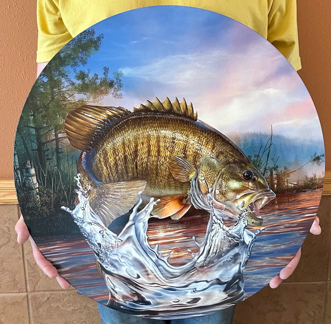 Smallmouth Bass Art, Smallmouth Bass Wall Art, Large 24 Inch Round