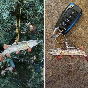 Tiger Musky Fish Ornament or Keychain