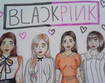 BlackPink Fashion Illustration with Lisa Jennie Jisoo and Rose