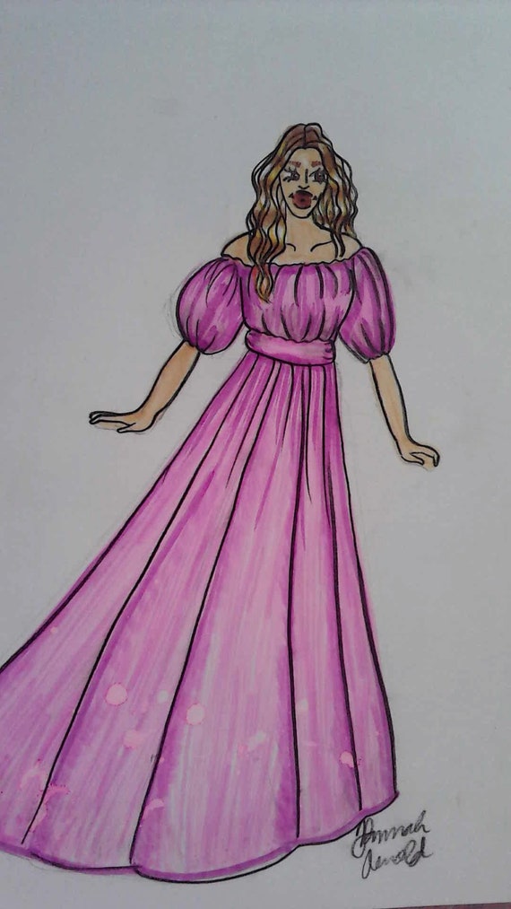 Flowing dress drawing hot sale