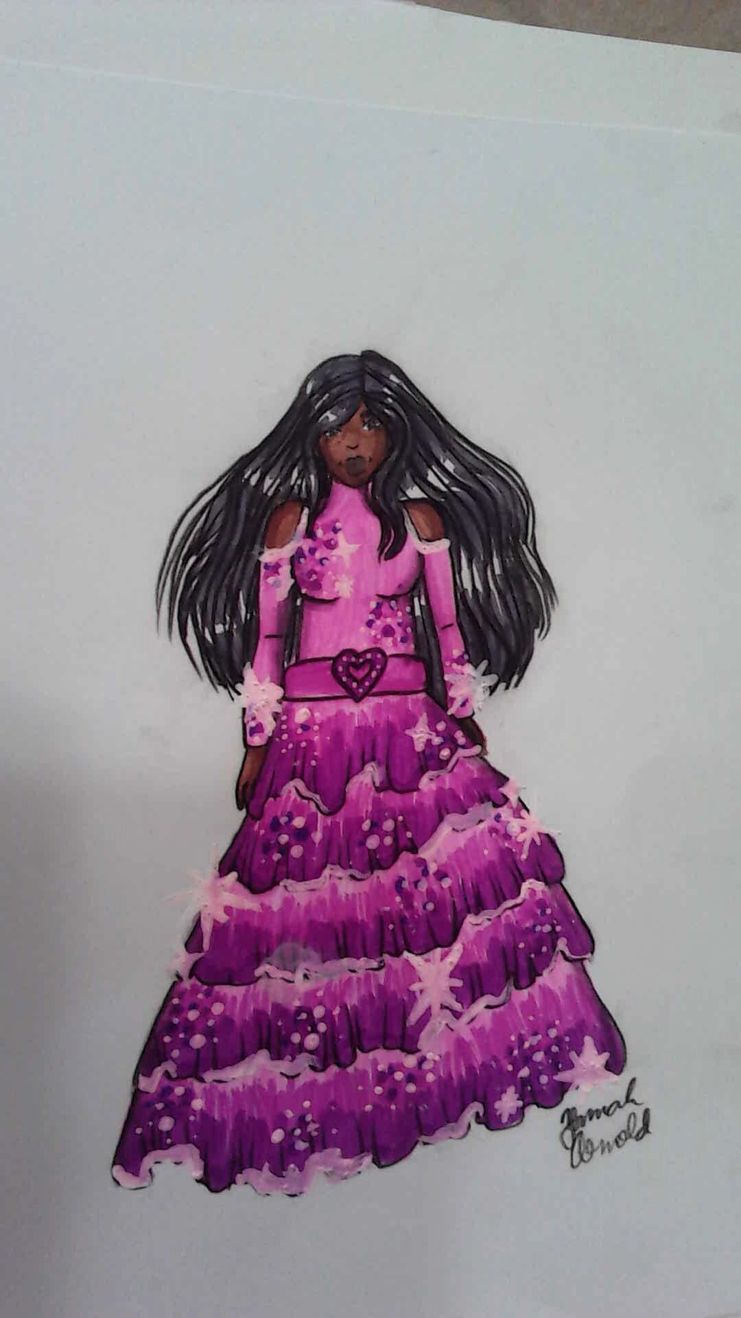 Pink Dress Princess Fashion Illustration Etsy