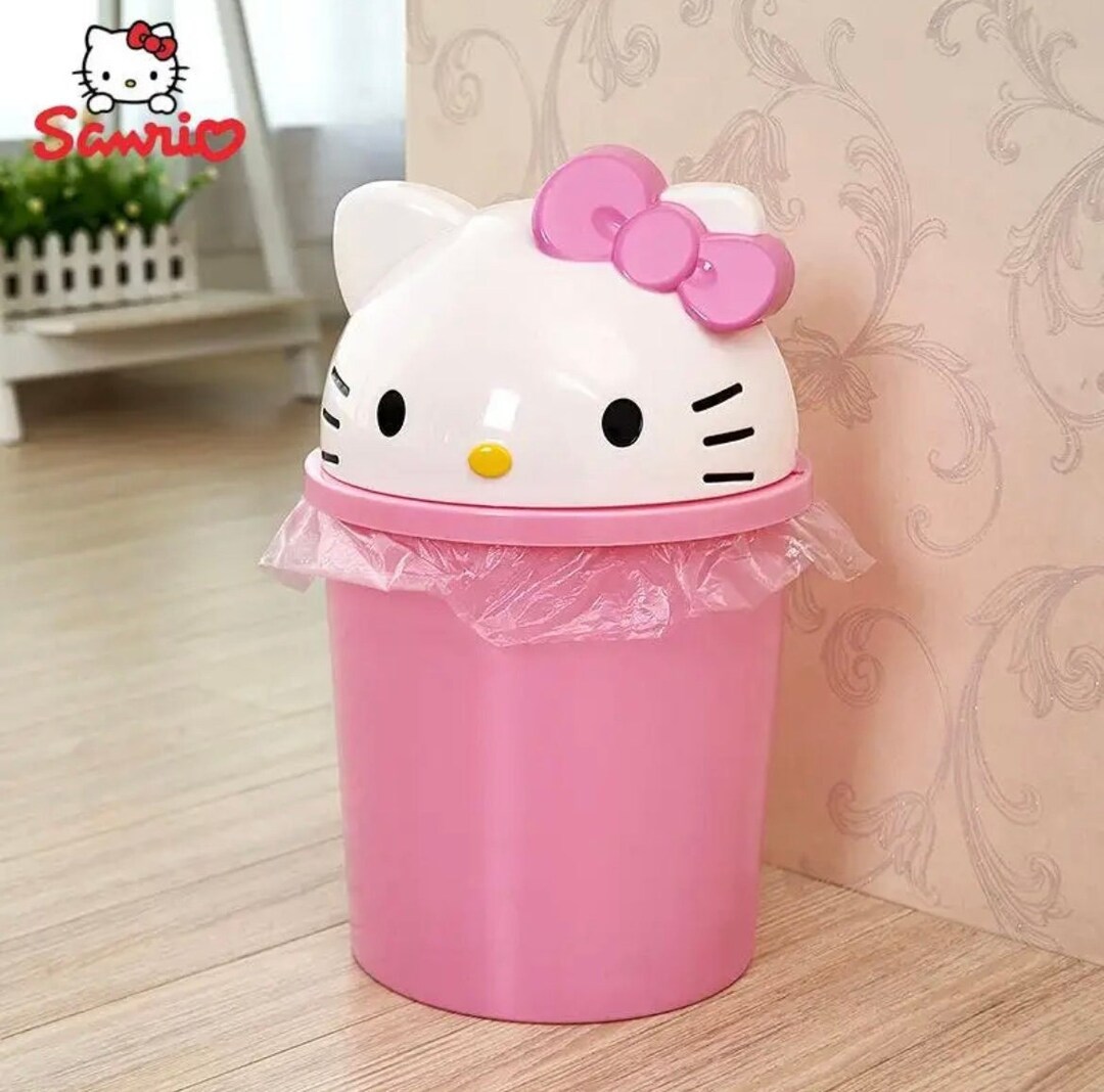 Hello Kitty Trash Bin Cute Anime Kawaii Bin Home Garbage Can - Etsy