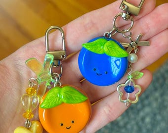 Fruit Worry Stone Beaded Keychain | Strawberry, Blueberry, Orange Fidget Charm