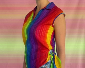 Vintage Rainbow Side Tie Tank Top