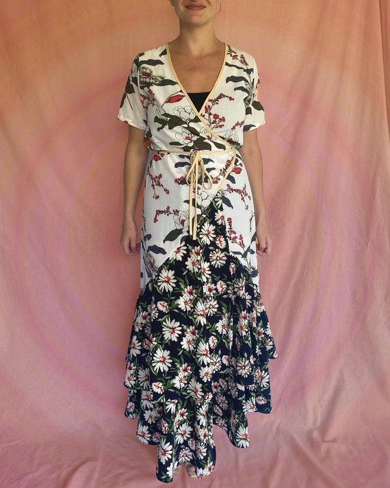 Floral Print Wrap Ruffled Maxi Dress - image 1