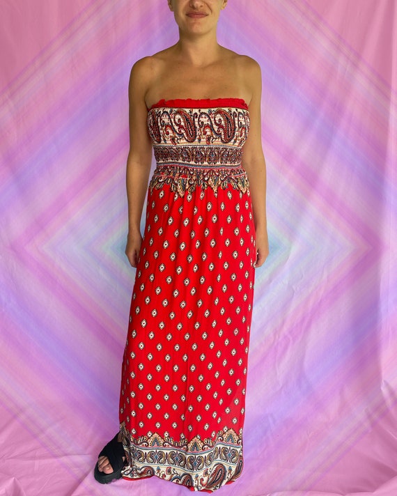 Smocked Paisley Maxi Dress