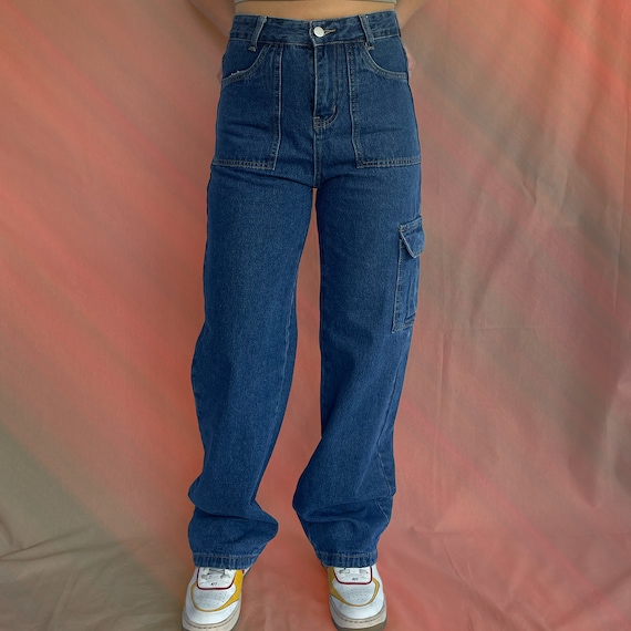 Blue Denim Cargo Pants - image 1