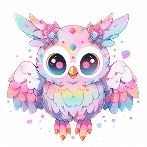 Chouette arc-en-ciel | Kawaii SVG | Chouette SVG | chouette png