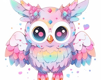 Rainbow Owl | Kawaii SVG | Owl SVG | Owl png