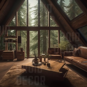Cozy Cabin Virtual Backgrounds | 2 PNGs | Zoom Backgrounds | Desktop Background