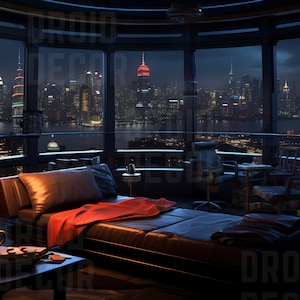 Futuristic Cyberpunk Virtual Backgrounds | 2 PNGs | Zoom Background | Desktop Wallpaper