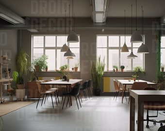 Vibrant Co-working Space Virtual Background | PNG | Zoom Background | Desktop Wallpaper