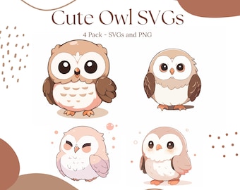 Cute Owls SVG | Owl Clipart | SVG Bundle | Owl PNG
