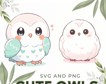 Cute Pastel Owls SVG | Owl Clipart | SVG Bundle | Owl PNG
