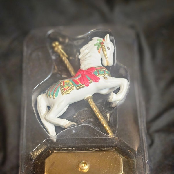 1992 Hallmark Keepsake Ornament With Brass Display Stand Carousel Horses 1st In This Series By Tobin Fraley Hand Painted Fine Porcelain