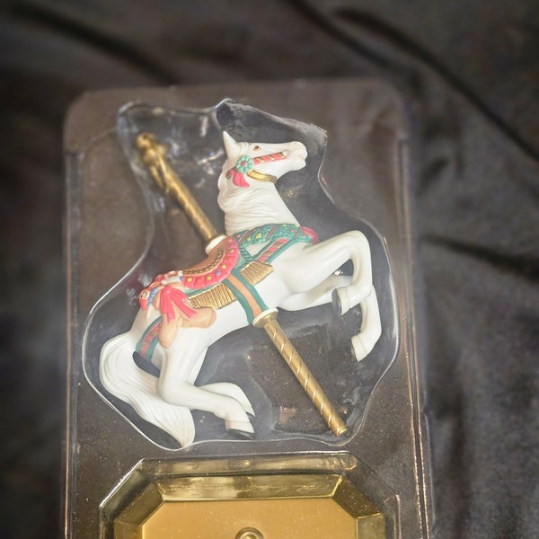 1994 Hallmark Keepsake Ornament With Brass Display Stand Corousel Horses 3nd In This Series By Tobin Fraley Hand Painted Fine Porcelain