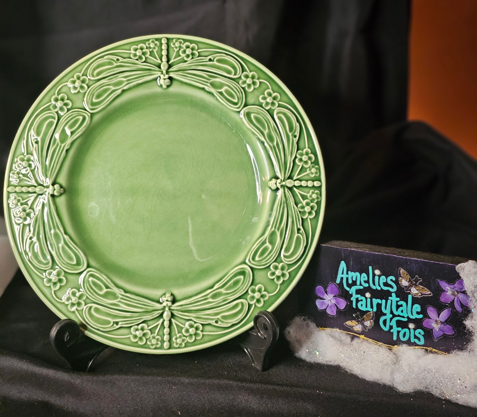 Rare Vintage Dinner Plate Dragonfly Green by Bordallo Etsy