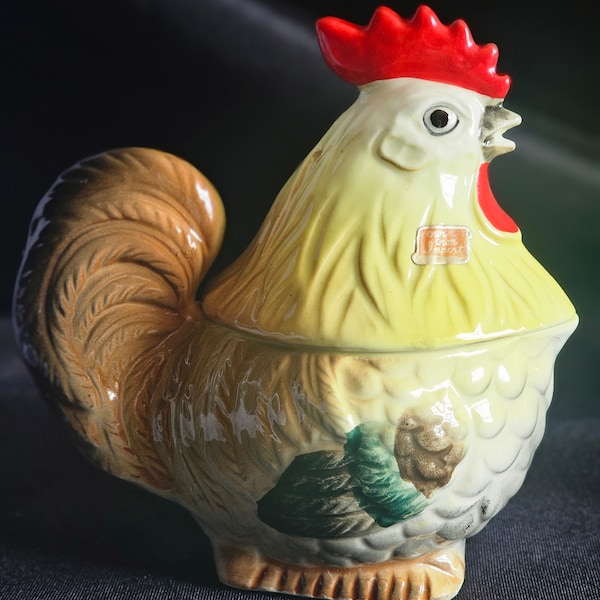 Vintage Single Hen Rooster Container With Lid Sugar Container Kitchen Wares Kitchen Decoration Food Storage