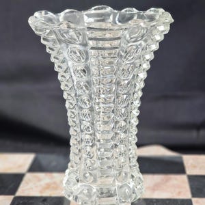 Vintage 5 Inch Glass Flower Vase Mayflower Clear Design By Indiana Glass Company Tapered/Flared Flower Vase 50&#39;s Giftware