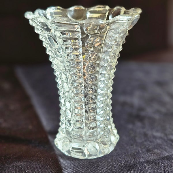 Vintage 5 Inch Glass Flower Vase Mayflower Clear Design By Indiana Glass Company Tapered/Flared Flower Vase 50's Giftware