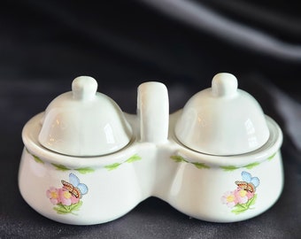 Vintage 1950's Hallmark Butterfly Miini Double Canister Double Bowl Condiment Set Hallmark Licensing Item 31832 Houston Harvest Gift Product