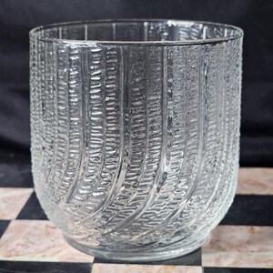 Vintage Set Of 3 Old Fashioned Clear Glasses Seabreeze Design With Textured Swirls By Arcoroc Glass