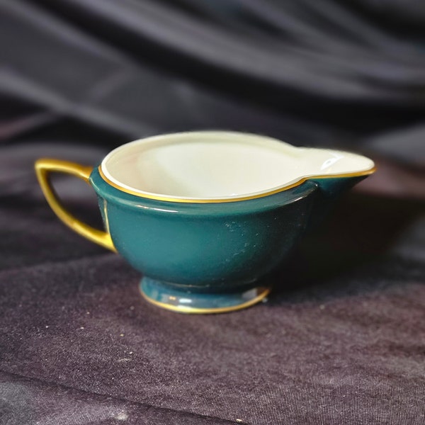 Vintage Creamer, Windsor By Arcadian - Prestige Fine China, Dark Green With Gold Trim