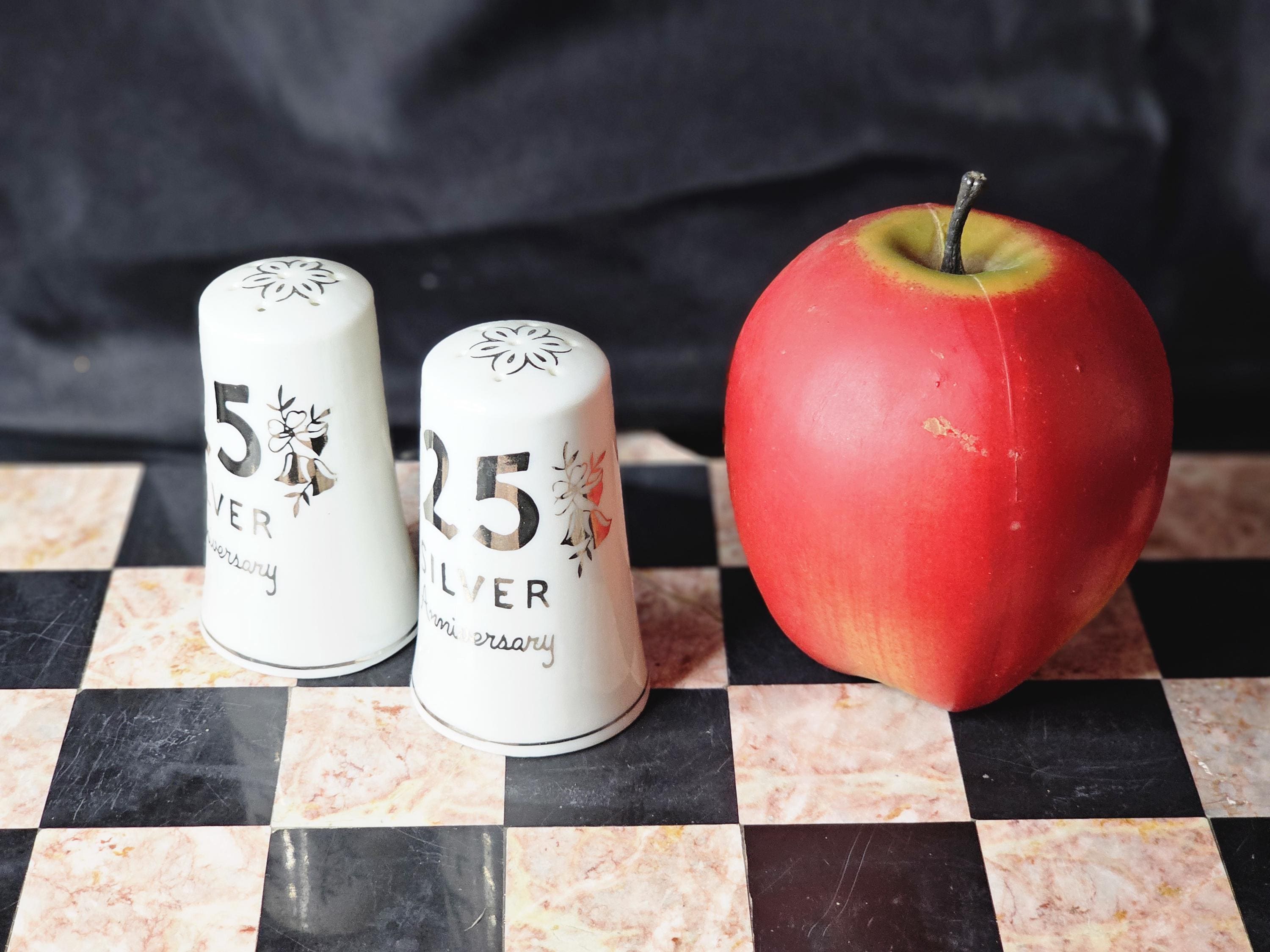 Vintage Silver Anniversary Salt and Pepper Shakers by