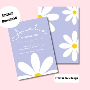 Daisy Editable Invitation Template | Digital Invite | Printable Party Invitation | Daisy Flower Themed Birthday Party | 1st Birthday