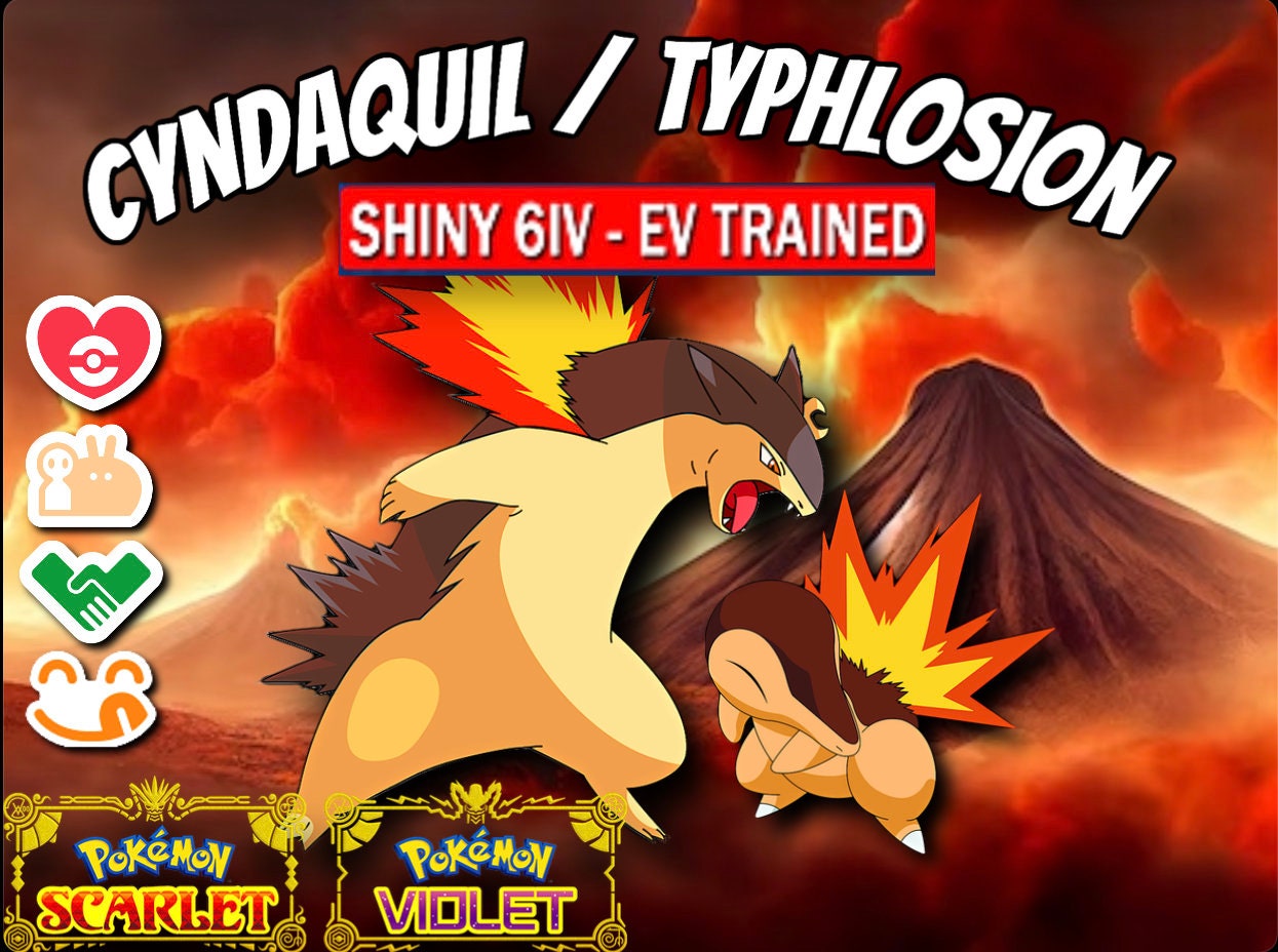 Pokemon Scarlet and Violet Shiny 6IV EV Trained Cyndaquil and Typhlosion