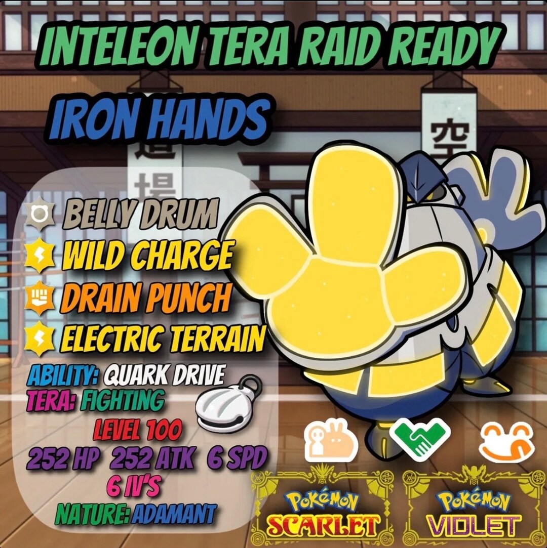 Pokemon Scarlet and Violet 6IV SHINY Iron Hands Inteleon Raid Ready Etsy