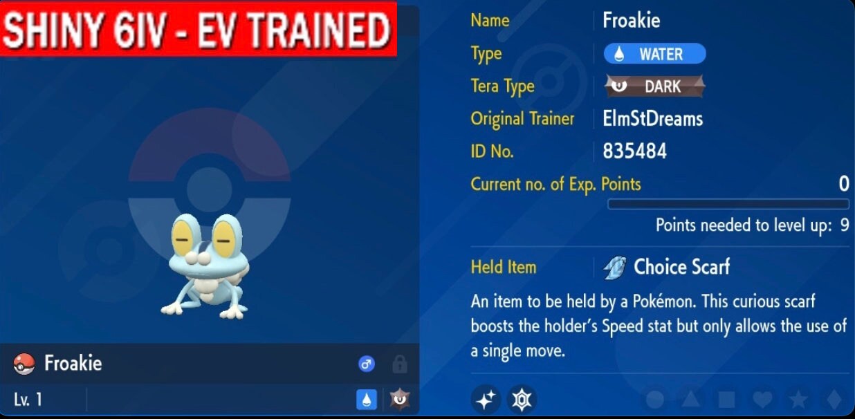 Pokémon Scarlatto/Viola - Froakie Lucido Lv.5 Hasty 6IV Con Protean (Abilità Nascosta) - Scambio - Foto 2