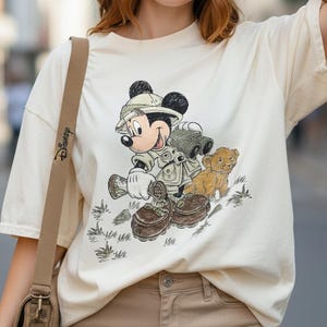Vintage Mickey Mouse Simba Safari Comfort Colors Shirt, Disney Animal Kingdom Tee, Mickey Safari Mode T-shirt, Disneyland Family Trip image 1
