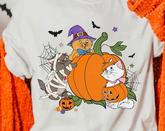 Berlioz Toulouse Marie Halloween Pumpkin T-shirt, Disney The Aristocats Halloween Shirt, Disneyland Spooky Season Tee, Trick Or Treat Shirt