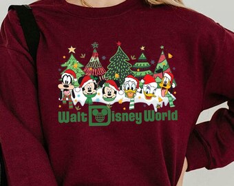 Vintage Mickey And Friends Christmas Tree Comfort Colors Shirt, Walt Disney World Family Holiday Shirt, Disney Mickey Merry Christmas Party