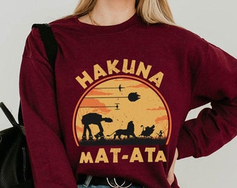 Retro Lion King And Star Wars Hakuna At-At Comfort Colors T-shirt, Disney Star Wars Day 2024 Shirt, May The 4th Be With You, Galaxy's Edge