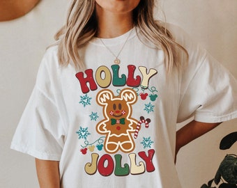 Retro Mickey Mouse Gingerbread Holly Jolly Shirt, Mickey's Very Merry Christmas Party, Disneyland Christmas Family Trip, Magic Kingdom