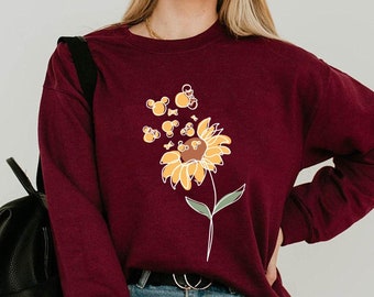 Mickey Minnie Mouse Sunflower Comfort Colors T-shirt,  Botanical Floral, Mother's Day Gift Shirt, 2024 Trip, Mommy Birthday Tee