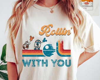 Retro R2D2 And Bb8 Rollin With My Homies Comfort Colors T-shirt, Star Wars May The 4th Be With You T-shirt, Galaxy's Edge, Hollywood Studios