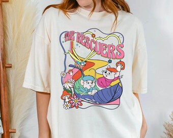 Retro 70S The Rescuers Bernard Bianca Leaf Boat Floral Comfort Colors T-shirt, Cute  Mice Shirt, 2024 Trip, Funny Birthday Gift